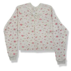 Urban Renewal Vintage Lace-Up Thermal Top pink floral Small
